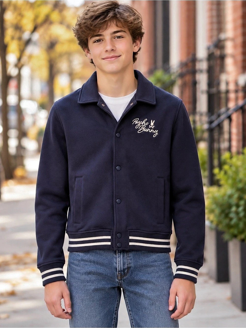 Psycho Bunny Kids Desert Coach Bomber Jacket | Evening Blue | 14–16